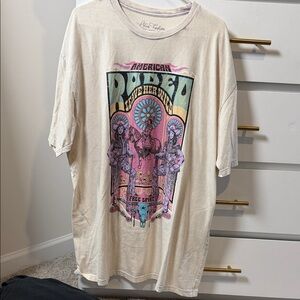 Beige Graphic T-Shirt with Colorful Print